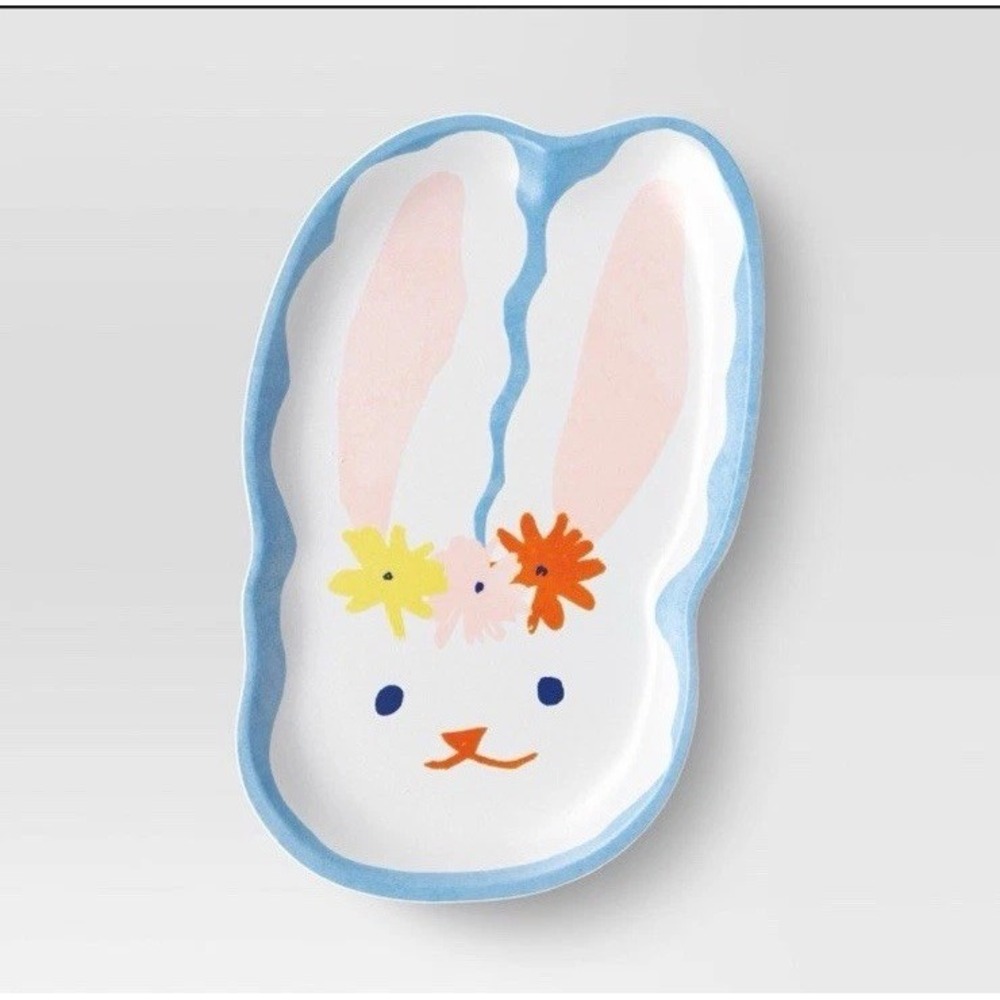 Room Essentials 6.4" Melamine Bunny Floral Dinner Plate Spring‎ Decor NEW